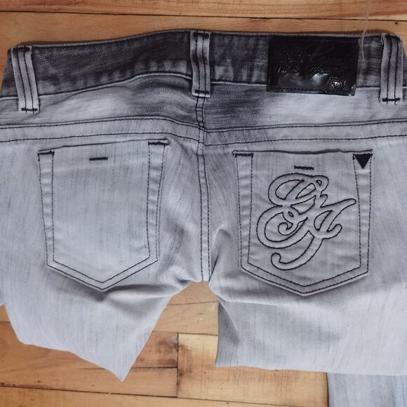 Guess grey black bleached faded jeans size 28 low rise - Picture 2 of 5